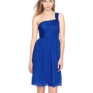 J. Crew 'Lucienne' One Shoulder Silk Chiffon Dress, Size 14, Blue, NWT